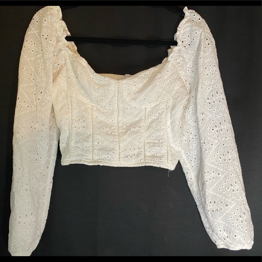 White Long sleeve Crop Top